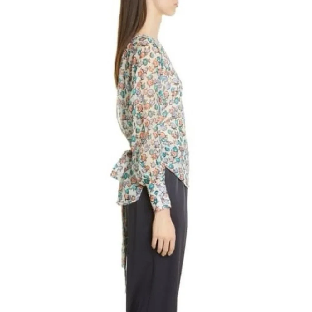 Jason Wu Grey Floral Print Silk Blouse - Picture 2 of 10